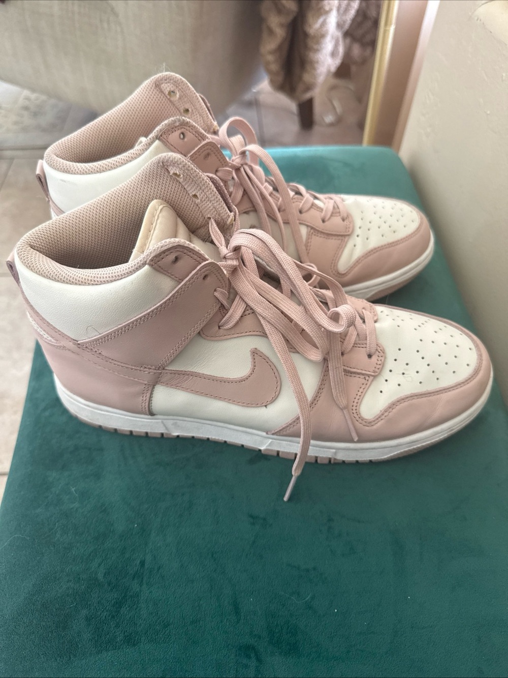 Nike Women's Dunk High-Top Sneakers in Pink Oxford Crease Protectors